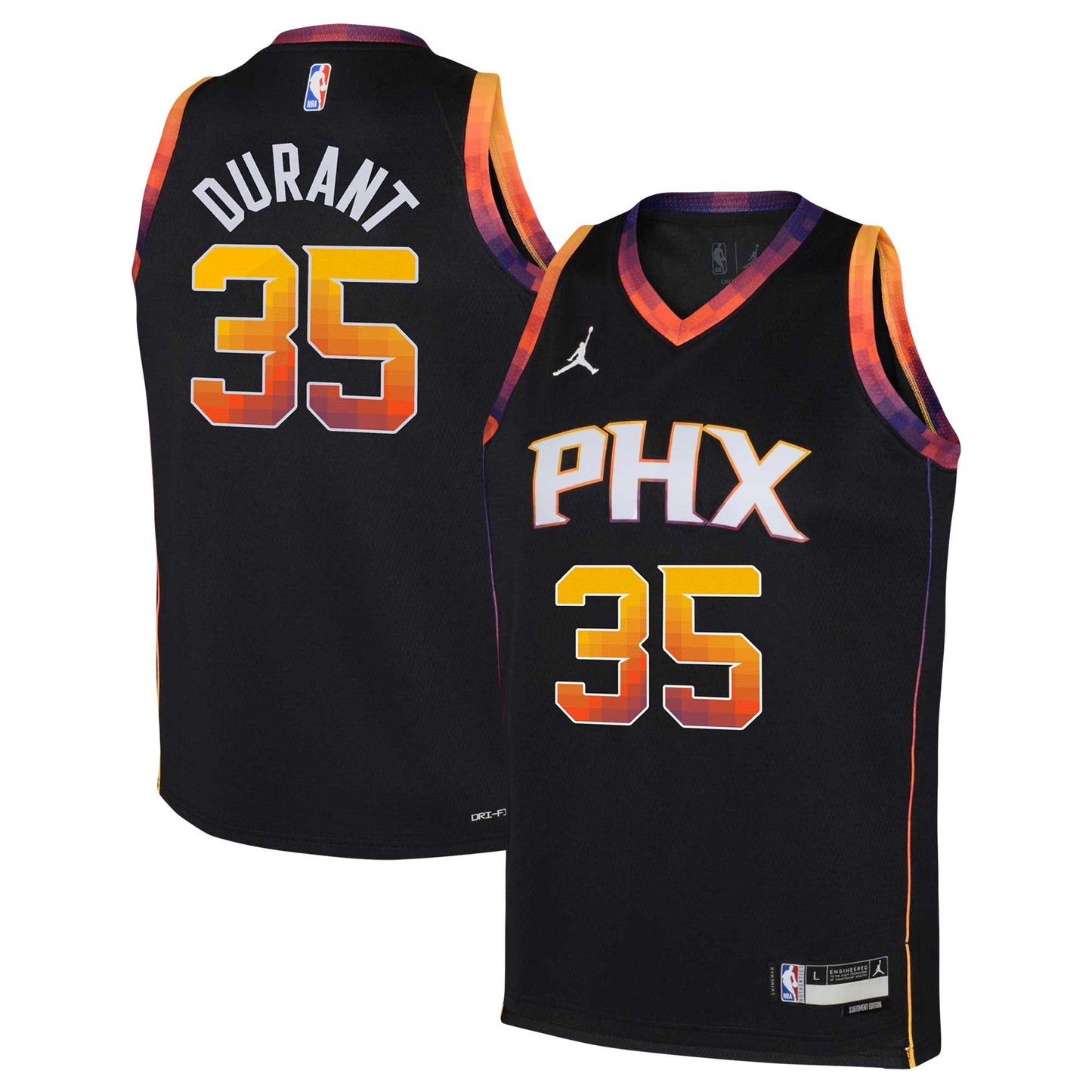 Kevin Durant Phoenix Suns Jordans Brand Youth 2022/23 Swingman Jersey - Statement Edition - Black