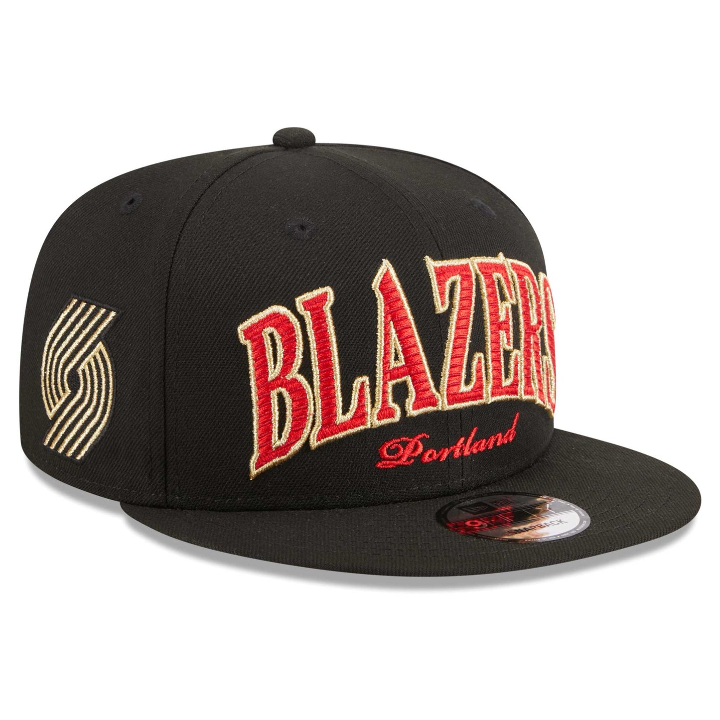 Portland Trail Blazers New Era Golden Tall Text 9FIFTY Snapback Hat - Black