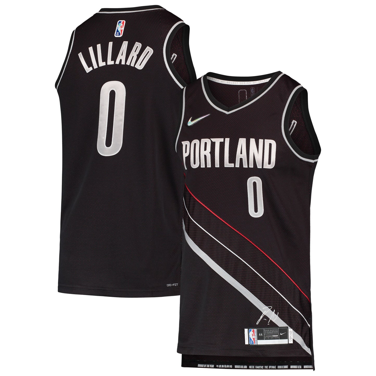 Damian Lillard Portland Trail Blazers Nike Select Series Rookie of the Year Swingman Team Jersey - Black