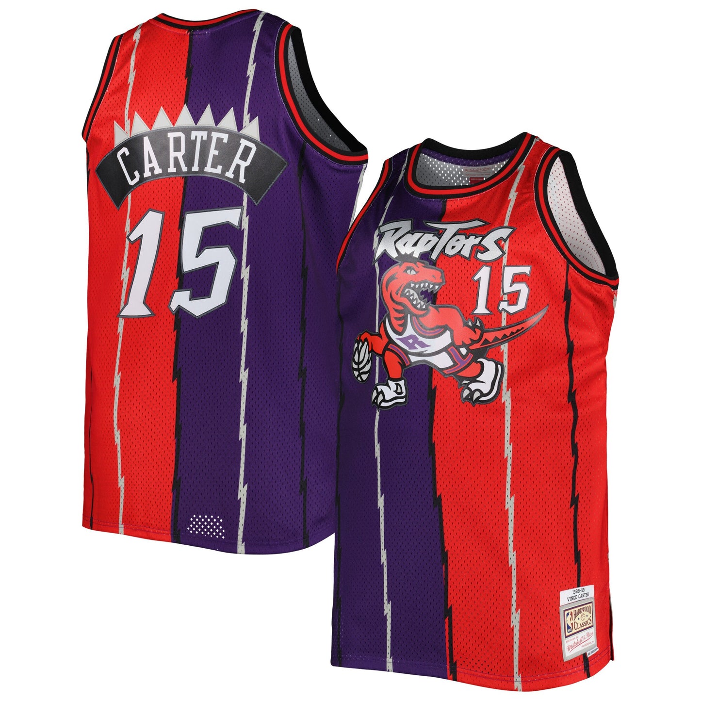 Vince Carter Toronto Raptors Mitchell & Ness Big & Tall Hardwood Classics 1998/99 Split Swingman Jersey - Purple/Red