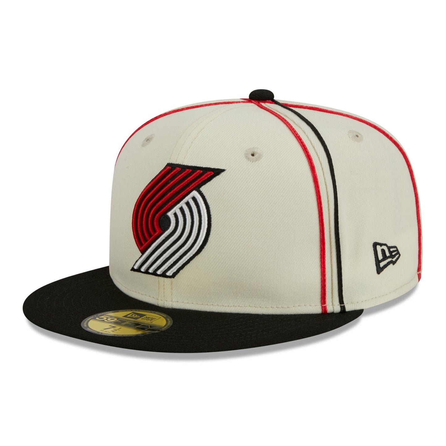 Portland Trail Blazers New Era Piping 2-Tone 59FIFTY Fitted Hat - Cream/Black