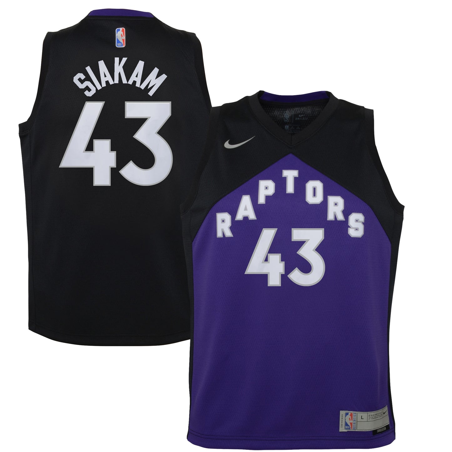 Pascal Siakam Toronto Raptors Nike Youth 2020/21 Swingman Player Jersey Black/Purple - Earned Edition