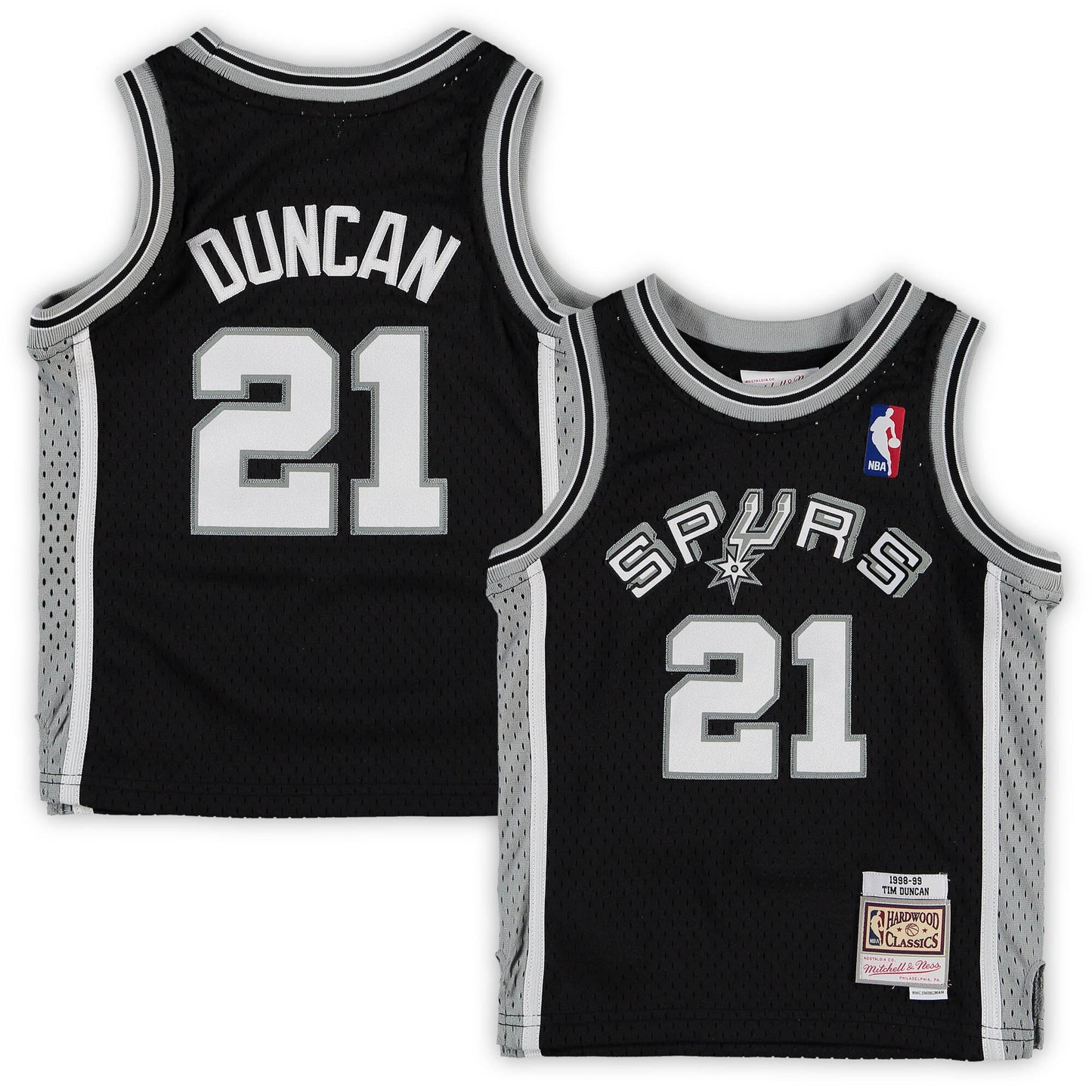 Tim Duncan San Antonio Spurs Mitchell & Ness Preschool 1998/99 Hardwood Classics Throwback Team Jersey - Black