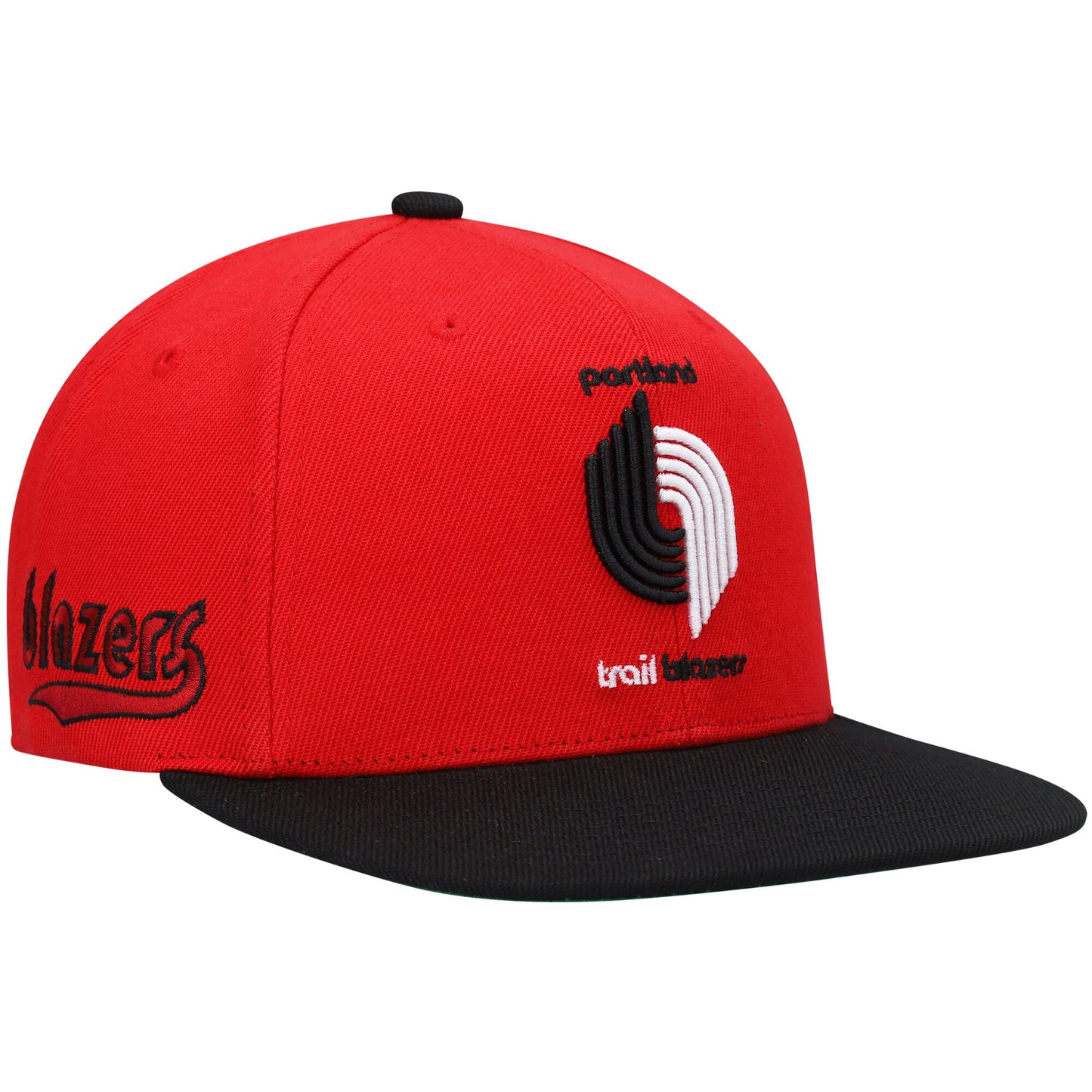 Portland Trail Blazers Mitchell & Ness Hardwood Classics Snapback Hat - Red/Black